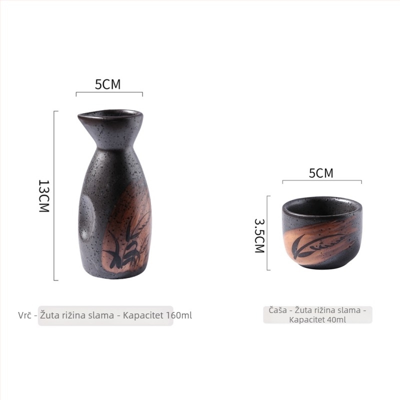 Porcelanski set za sake u japanskom stilu za izakayu — posuda za sake, mala bočica i čaše