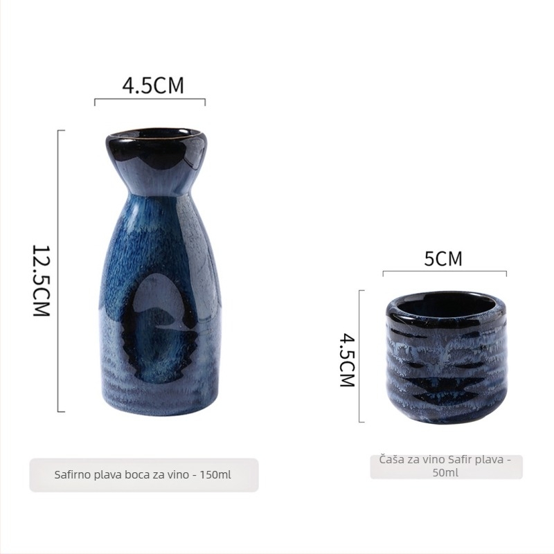Porcelanski set za sake u japanskom stilu za izakayu — posuda za sake, mala bočica i čaše