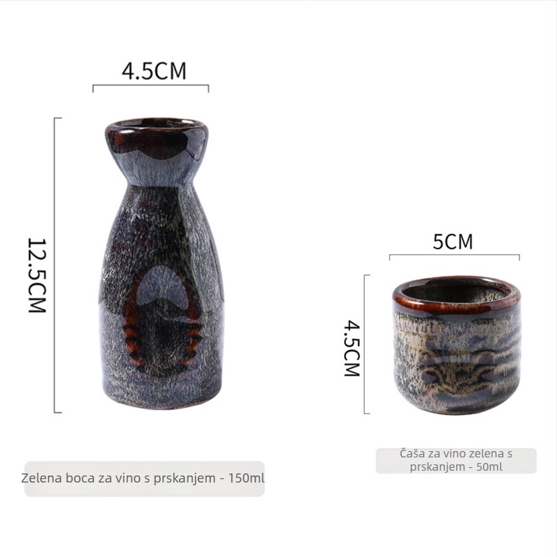 Porcelanski set za sake u japanskom stilu za izakayu — posuda za sake, mala bočica i čaše