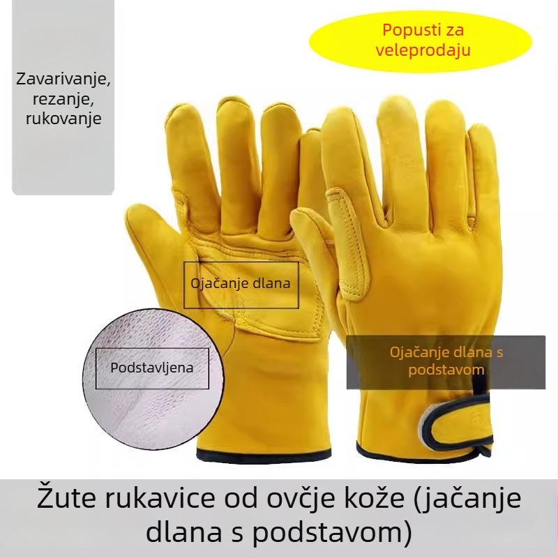 Rukavice za zavarivanje od ovčje kože, izolirane, s Velcro zatvaračem, za lukovno zavarivanje