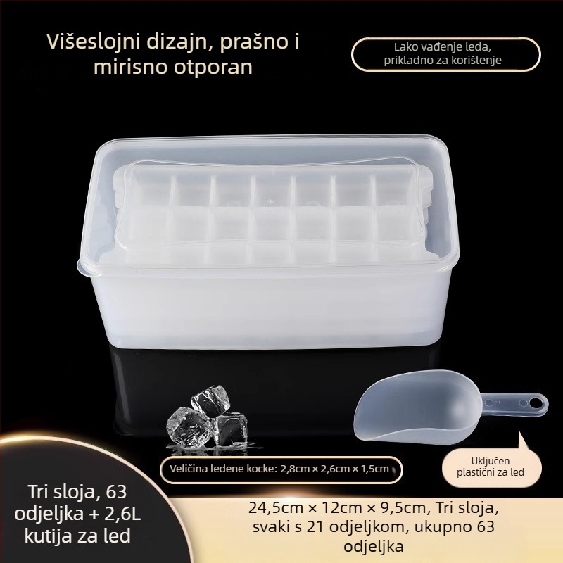 PP plastična forma za ledene kocke, 32 udubljenja, prehrambena kvaliteta, lako vađenje