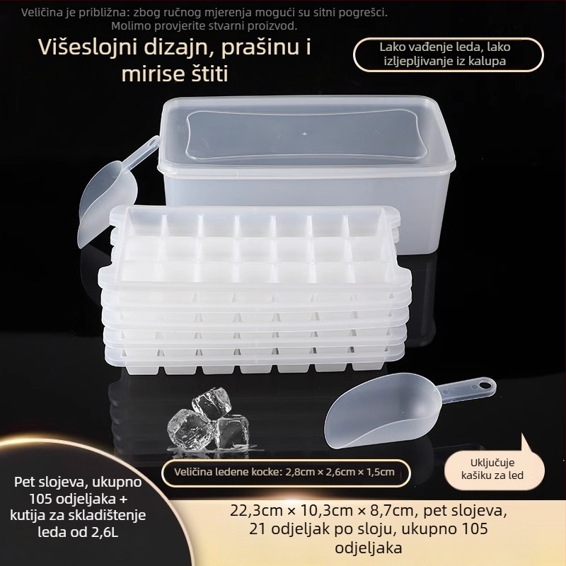 PP plastična forma za ledene kocke, 32 udubljenja, prehrambena kvaliteta, lako vađenje