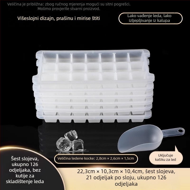PP plastična forma za ledene kocke, 32 udubljenja, prehrambena kvaliteta, lako vađenje