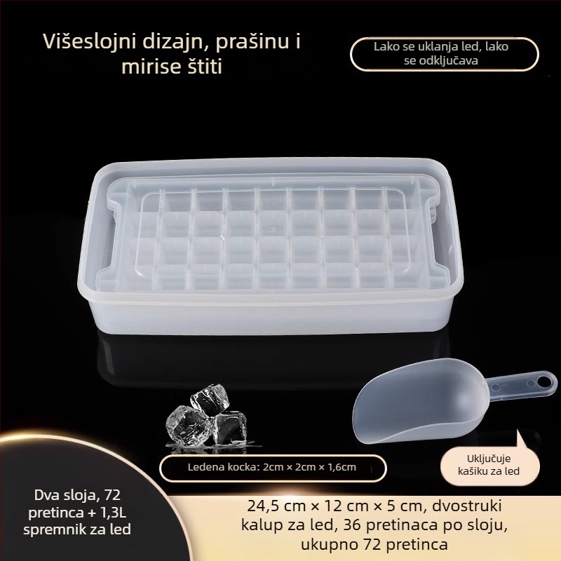 PP plastična forma za ledene kocke, 32 udubljenja, prehrambena kvaliteta, lako vađenje