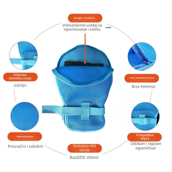 Rukavice za ograničavanje pokreta za ležeće starije osobe, mrežasti poliester, podstava od pamuka, tople, zaštita od prašine, otporne na rez