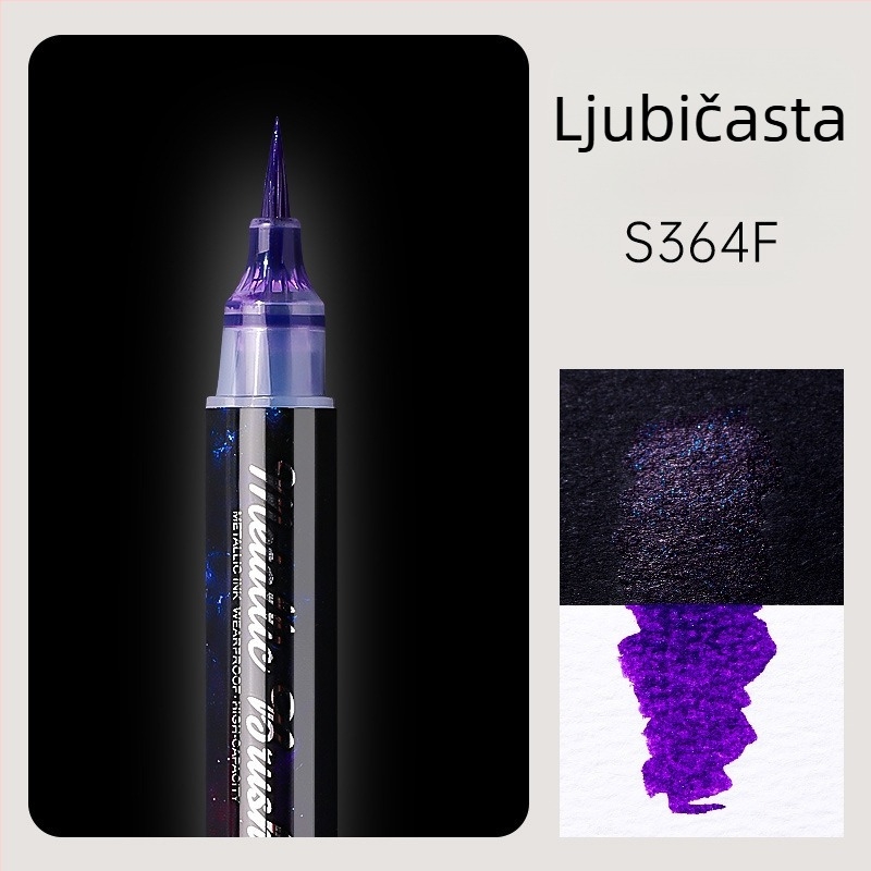 Dvostrani akrilni marker s glitterom i mekim vrhom za akvarel, okrugli vrh, neizbrisivo, za učenike i dnevnik