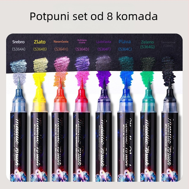 Dvostrani akrilni marker s glitterom i mekim vrhom za akvarel, okrugli vrh, neizbrisivo, za učenike i dnevnik