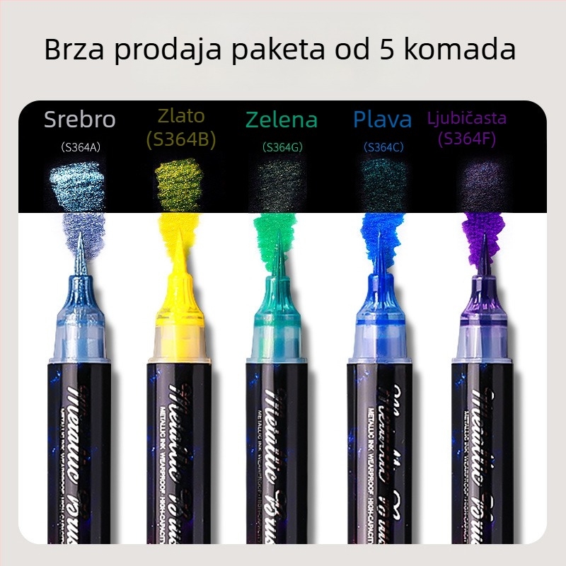 Dvostrani akrilni marker s glitterom i mekim vrhom za akvarel, okrugli vrh, neizbrisivo, za učenike i dnevnik