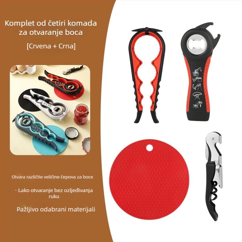 Višenamjenski otvarač za boce i konzerve, prenosiv, za različite vrste konzervi