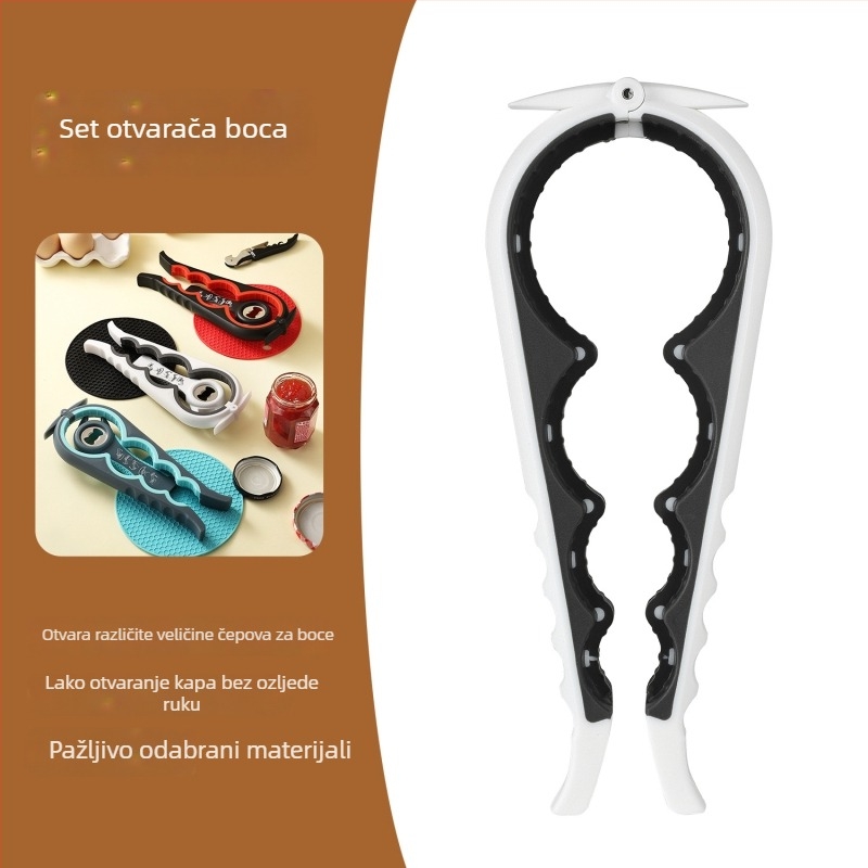 Višenamjenski otvarač za boce i konzerve, prenosiv, za različite vrste konzervi