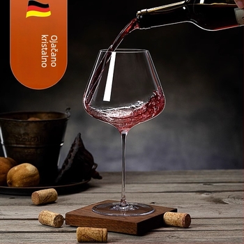 Set čaša za burgundsko vino, kristalno staklo, lagani luksuz, 48 komada s pladnjem