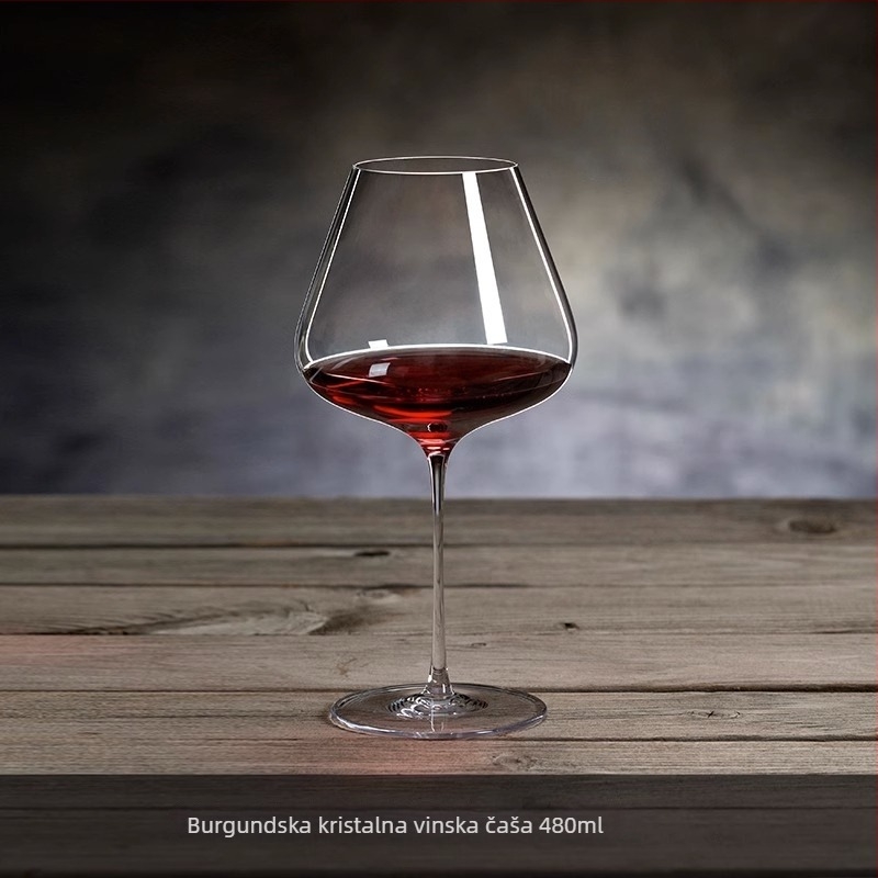 Set čaša za burgundsko vino, kristalno staklo, lagani luksuz, 48 komada s pladnjem