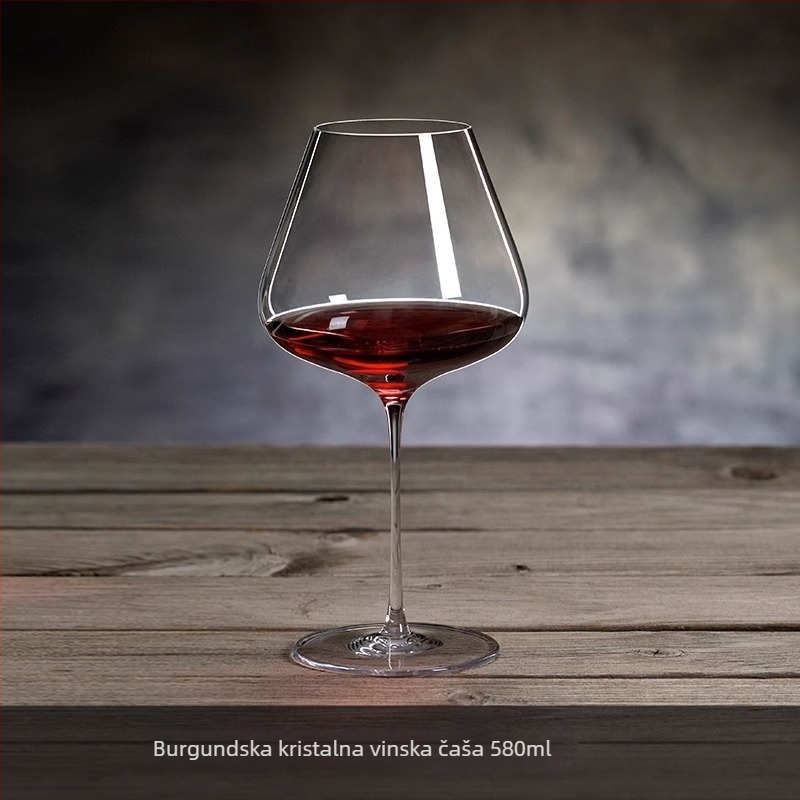 Set čaša za burgundsko vino, kristalno staklo, lagani luksuz, 48 komada s pladnjem