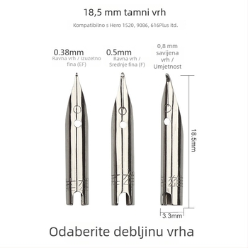 Hero EF vrh pera — zamjenski metalni vrh, kompatibilan s modelima 359, 1060, 1021, 6006; pakiranje 10 komada