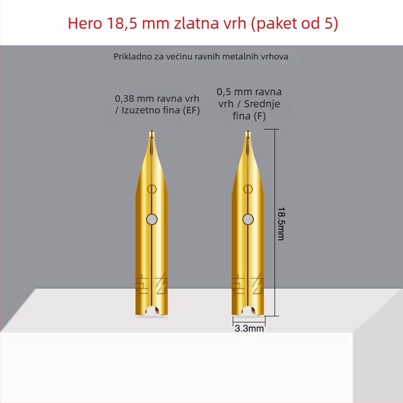 Hero EF vrh pera — zamjenski metalni vrh, kompatibilan s modelima 359, 1060, 1021, 6006; pakiranje 10 komada