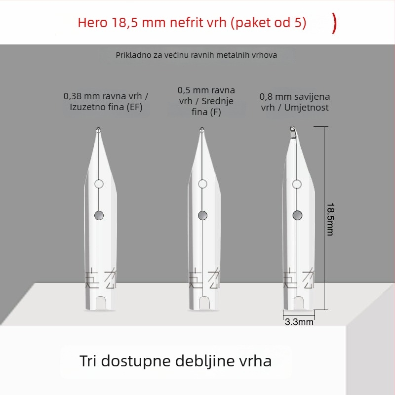 Hero EF vrh pera — zamjenski metalni vrh, kompatibilan s modelima 359, 1060, 1021, 6006; pakiranje 10 komada