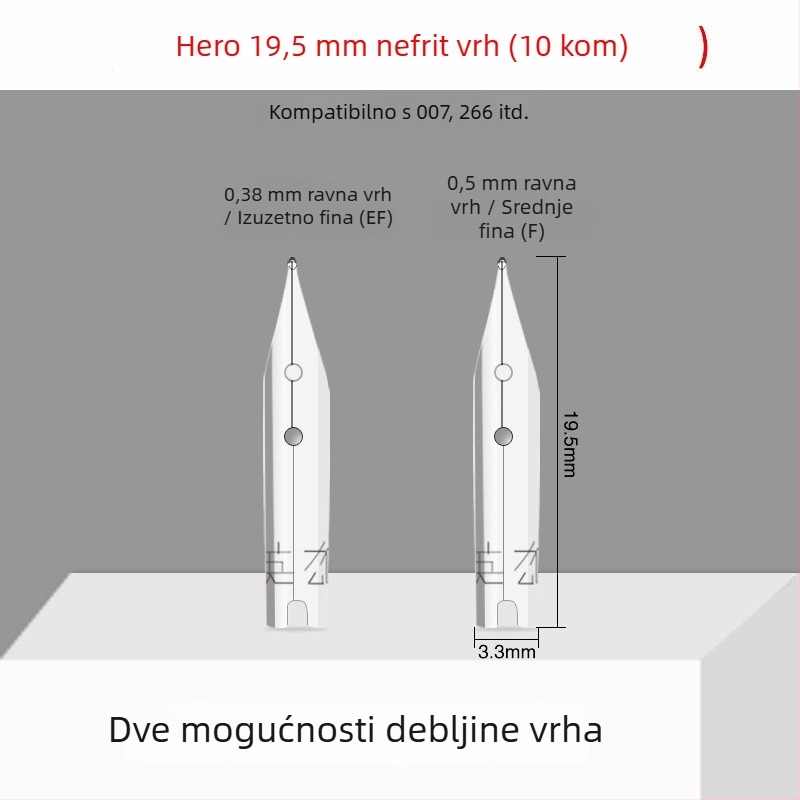 Hero EF vrh pera — zamjenski metalni vrh, kompatibilan s modelima 359, 1060, 1021, 6006; pakiranje 10 komada