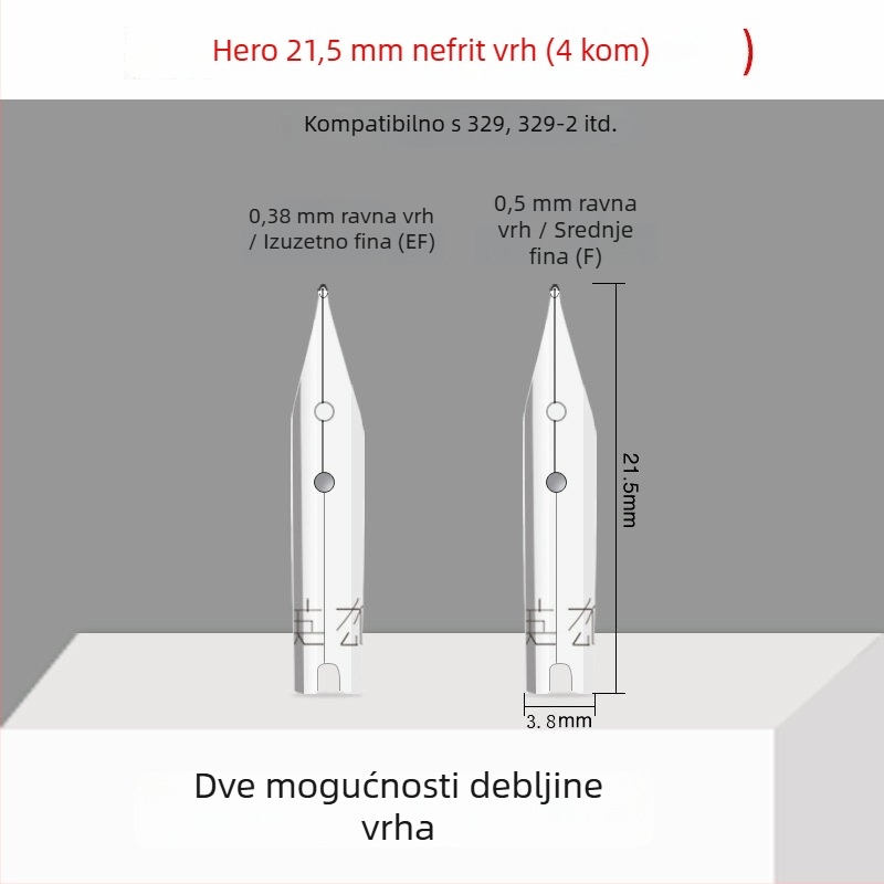 Hero EF vrh pera — zamjenski metalni vrh, kompatibilan s modelima 359, 1060, 1021, 6006; pakiranje 10 komada