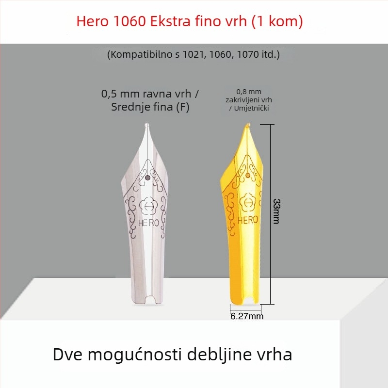 Hero EF vrh pera — zamjenski metalni vrh, kompatibilan s modelima 359, 1060, 1021, 6006; pakiranje 10 komada