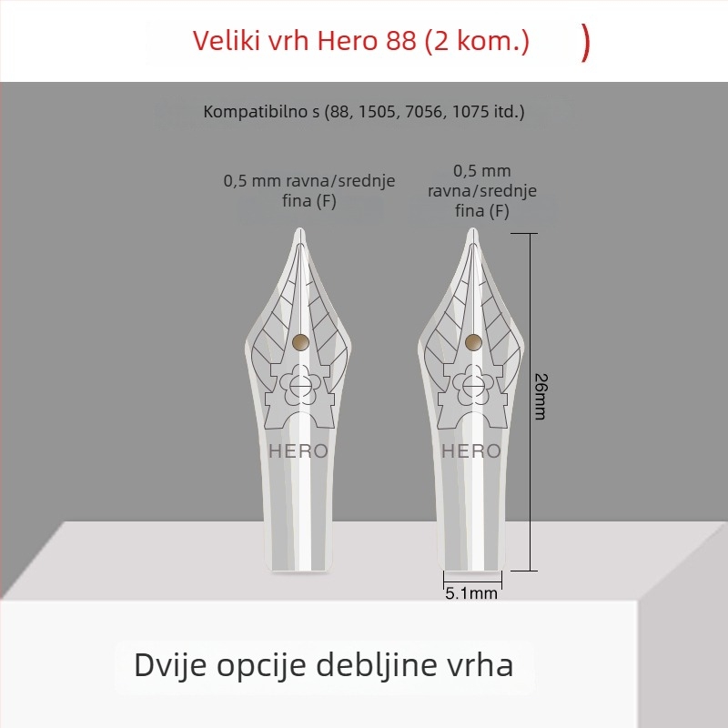 Hero EF vrh pera — zamjenski metalni vrh, kompatibilan s modelima 359, 1060, 1021, 6006; pakiranje 10 komada