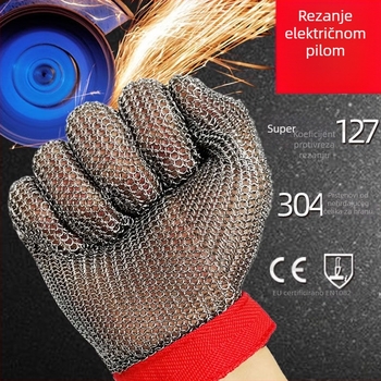 Rukavice od nehrđajućeg čelika, razina 5 protiv rezanja, za električne pile i rezanje metalne žice – upotreba u klaonici