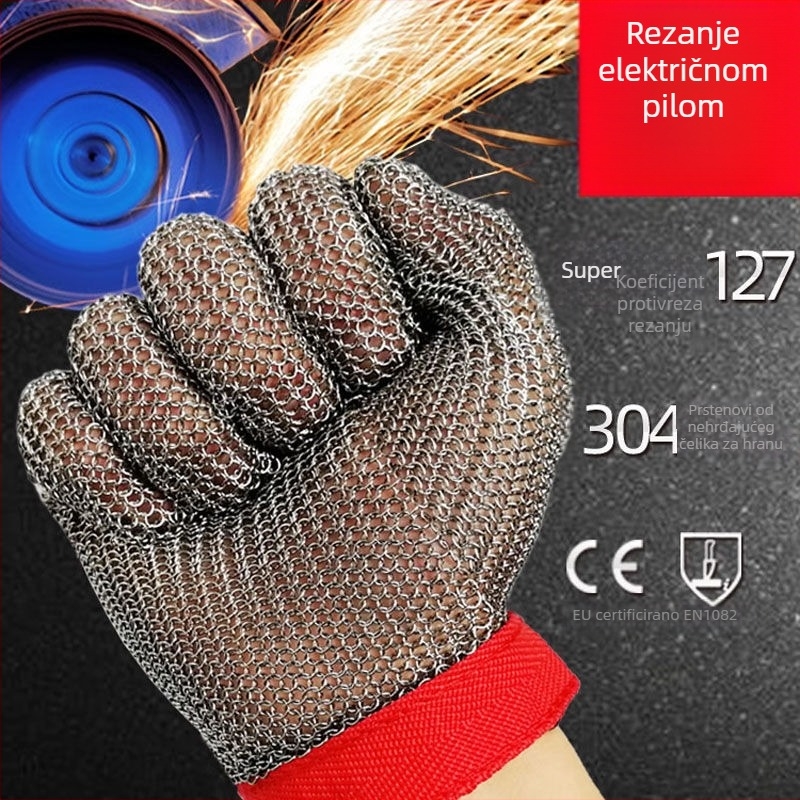 Rukavice od nehrđajućeg čelika, razina 5 protiv rezanja, za električne pile i rezanje metalne žice – upotreba u klaonici