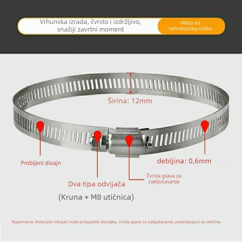 Spona od 304 nehrđajućeg čelika za cijevi i kablove, zaključavajući prsten za vodovodne i plinske cijevi