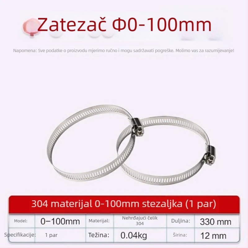 Spona od 304 nehrđajućeg čelika za cijevi i kablove, zaključavajući prsten za vodovodne i plinske cijevi