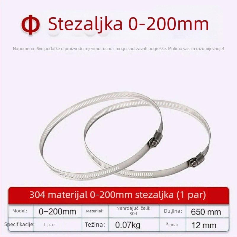 Spona od 304 nehrđajućeg čelika za cijevi i kablove, zaključavajući prsten za vodovodne i plinske cijevi