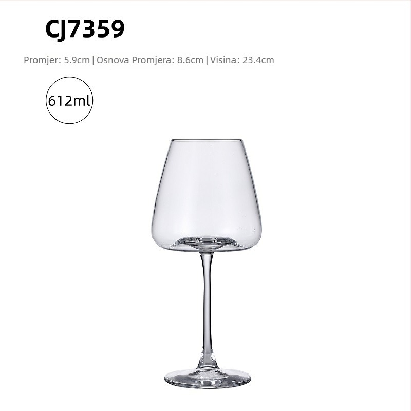Čaša za crveno vino Nordic stil, staklo, tiskani logo, prilagođavanje dostupno, premium kvaliteta