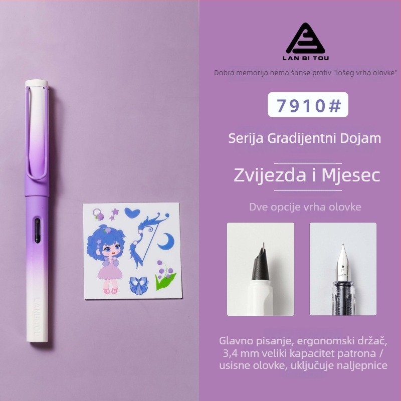 Plastično pero fontana s rotirajućim sustavom upijanja tinte, iridijev vrh, model 7910, mogućnost prilagodbe