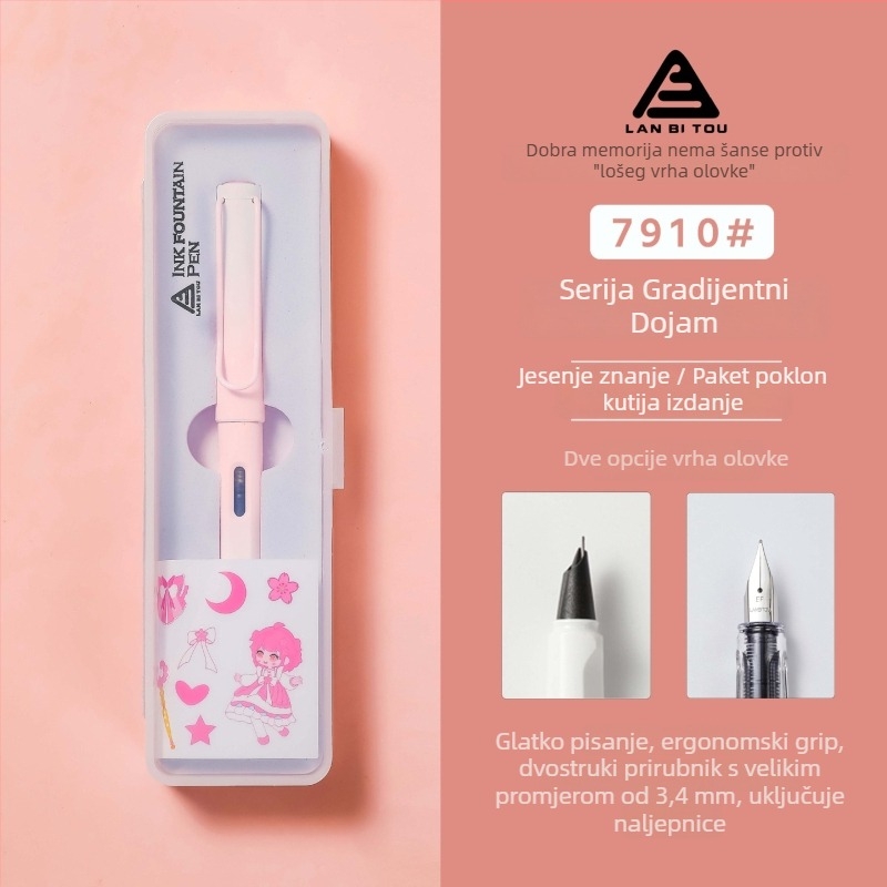 Plastično pero fontana s rotirajućim sustavom upijanja tinte, iridijev vrh, model 7910, mogućnost prilagodbe