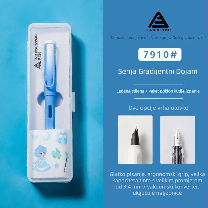 Plastično pero fontana s rotirajućim sustavom upijanja tinte, iridijev vrh, model 7910, mogućnost prilagodbe