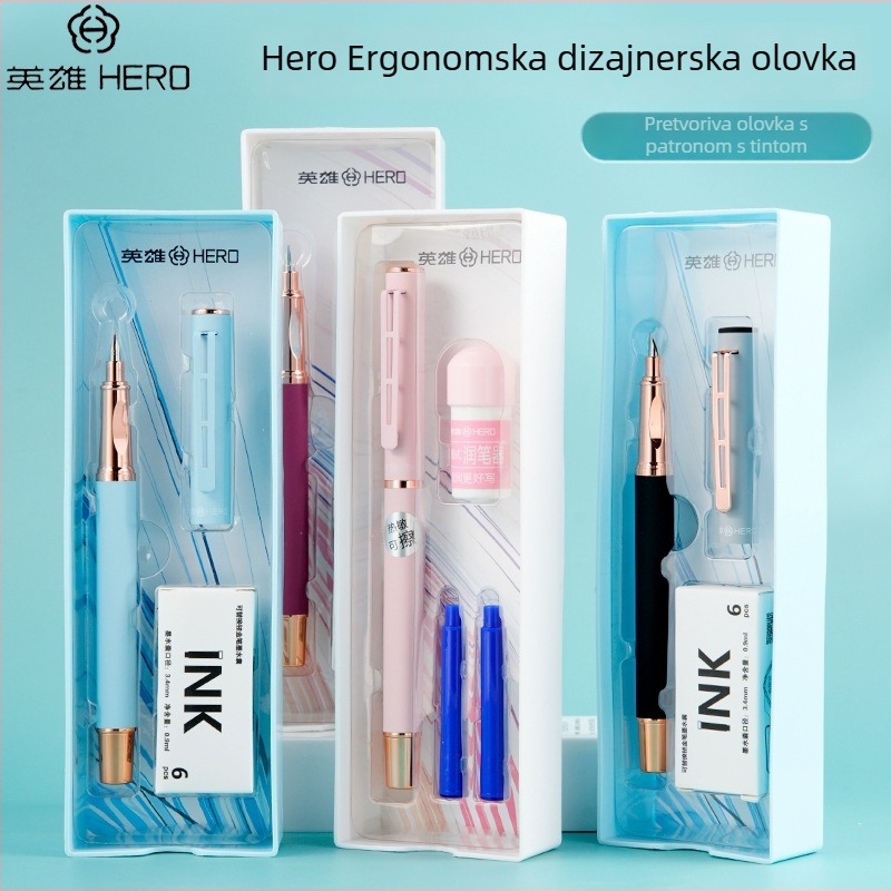 Hero A25 serija pero za studijsku kaligrafiju, metalno kućište, iridij nit, zamjenjivi spremnik/absorber za mastilo, akrilna darovna kutija