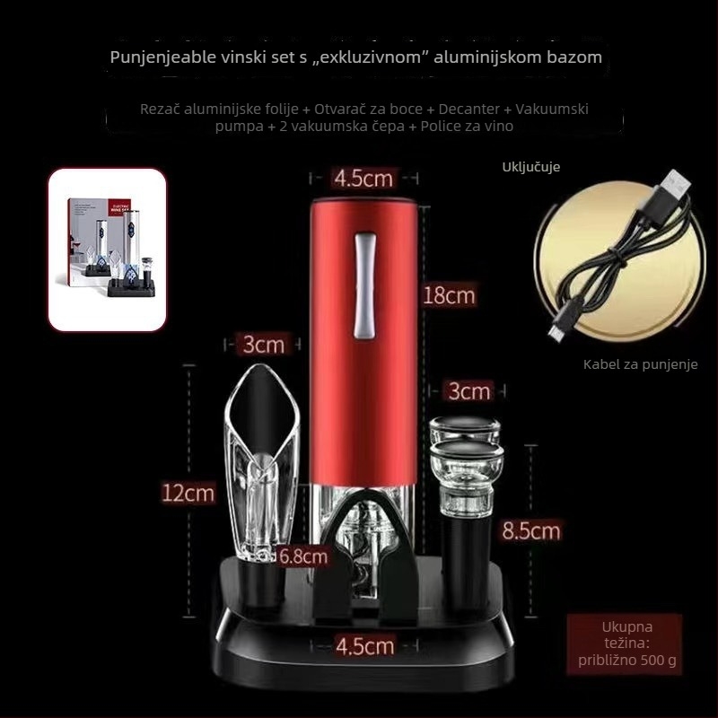 Automatski otvarač za crveno vino s tijelom od bambusa