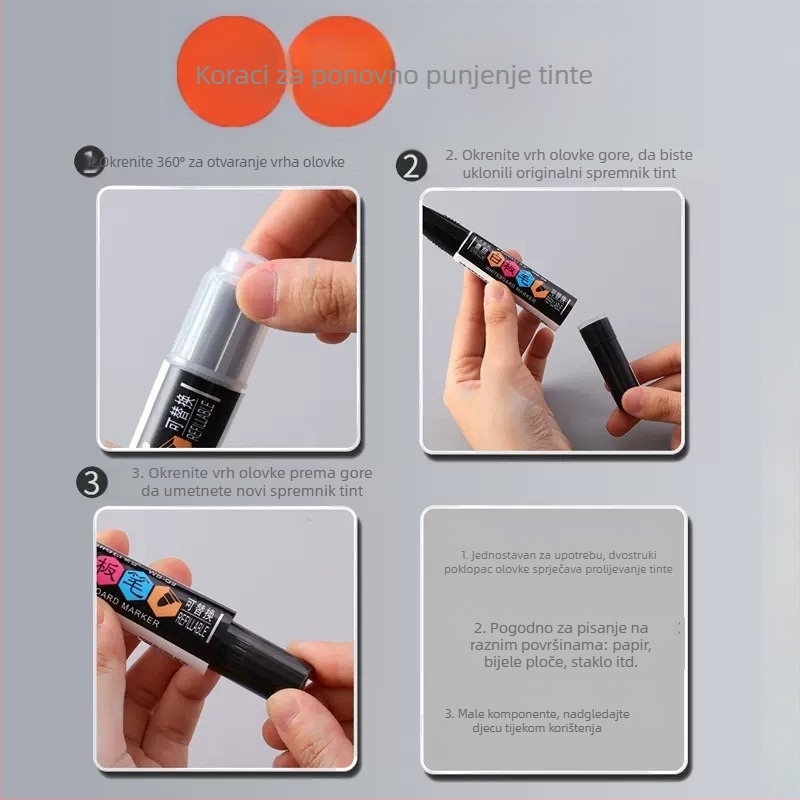 Zamjenski tintni džep za marker ploče, model WB-G9, 12 kom./kutija, plastično kućište, širina linije 1–2 mm, uredska namjena