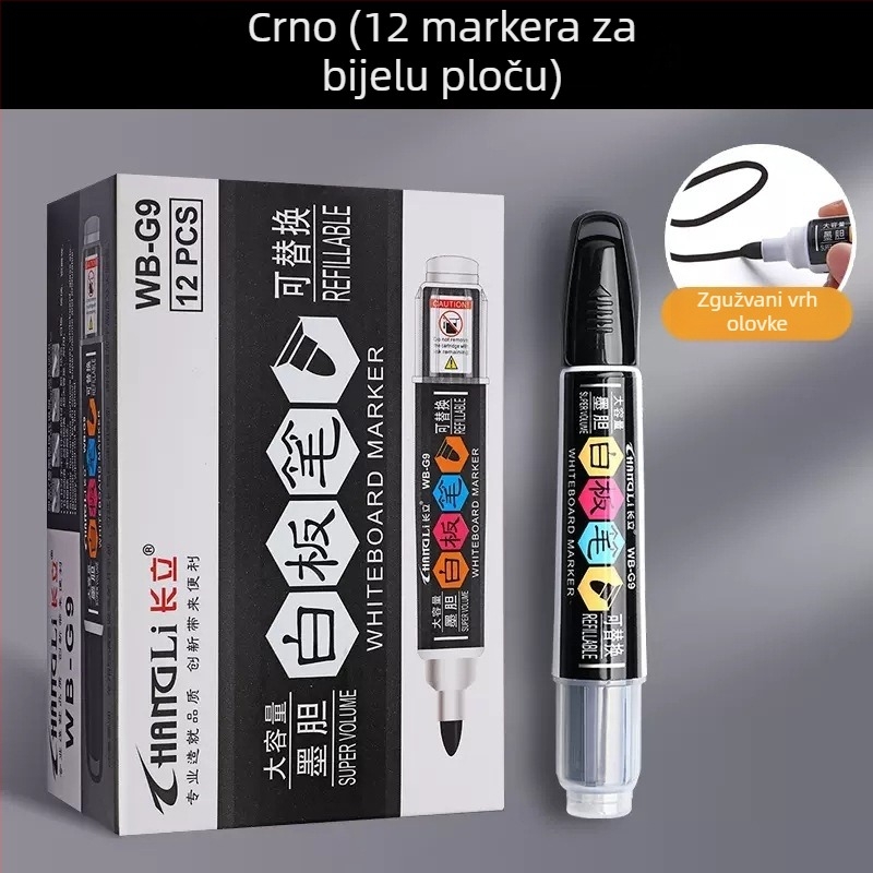 Zamjenski tintni džep za marker ploče, model WB-G9, 12 kom./kutija, plastično kućište, širina linije 1–2 mm, uredska namjena
