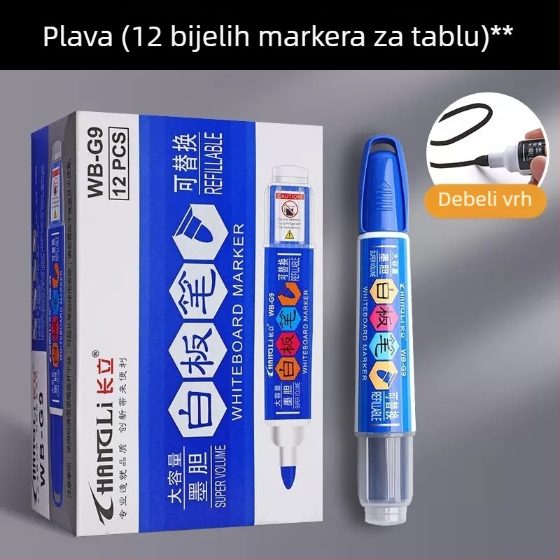 Zamjenski tintni džep za marker ploče, model WB-G9, 12 kom./kutija, plastično kućište, širina linije 1–2 mm, uredska namjena