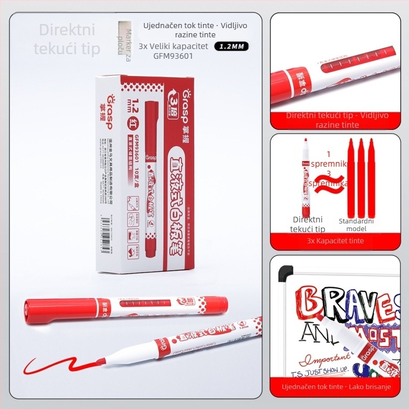 Zamjenski tintni džep za marker ploče, model WB-G9, 12 kom./kutija, plastično kućište, širina linije 1–2 mm, uredska namjena