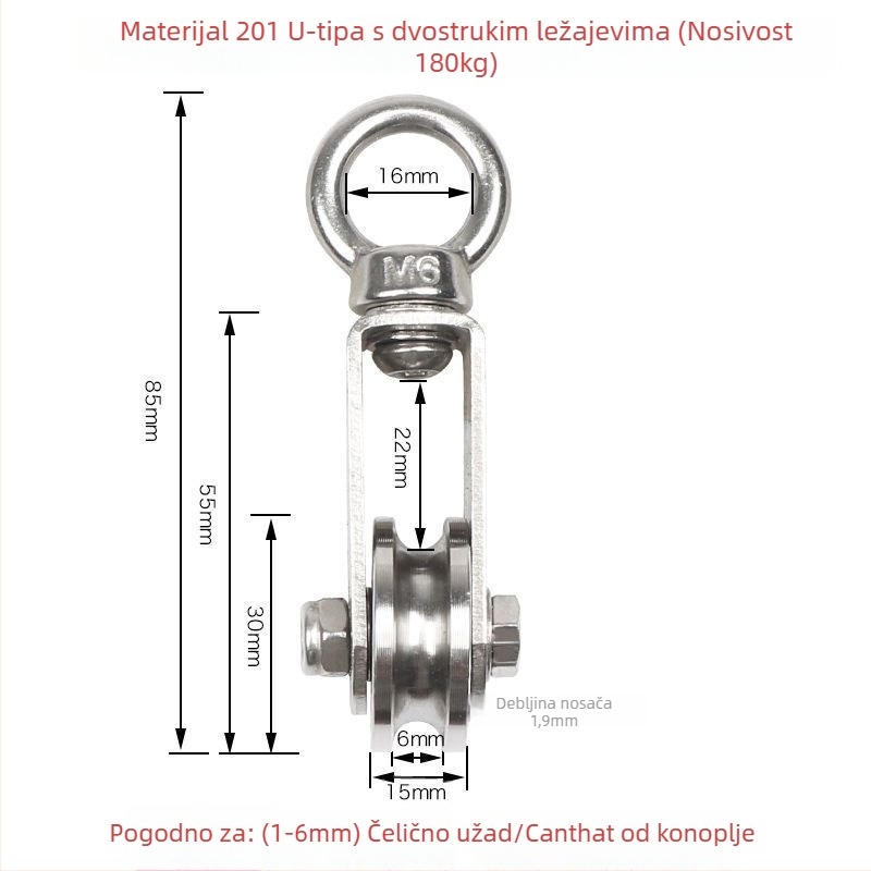 Set kolotnika i ležajeva, nehrđajući čelik, dizanje prsten, set žice, fiksna kolotka i kolotnica — Lu ying