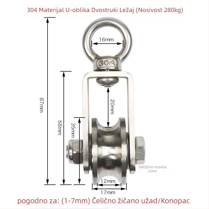Set kolotnika i ležajeva, nehrđajući čelik, dizanje prsten, set žice, fiksna kolotka i kolotnica — Lu ying