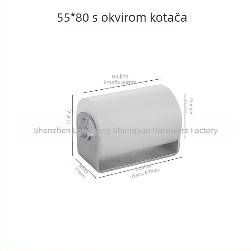 Kotač s nehrđajućeg čelika za klizna vrata s najlonskom kolotnicom, pozicionirajući kotač, nosiv dvostruki ležaj, industrijska namjena; dimenzije 40×50 / 40×65 / 50×65