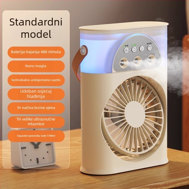 Mini USB hladnjak zraka s 3 mlaznicama raspršivanja, prijenosni ventilator s vodnim hlađenjem za dom i studentski dom