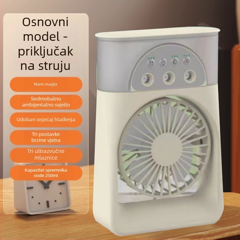 Mini USB hladnjak zraka s 3 mlaznicama raspršivanja, prijenosni ventilator s vodnim hlađenjem za dom i studentski dom