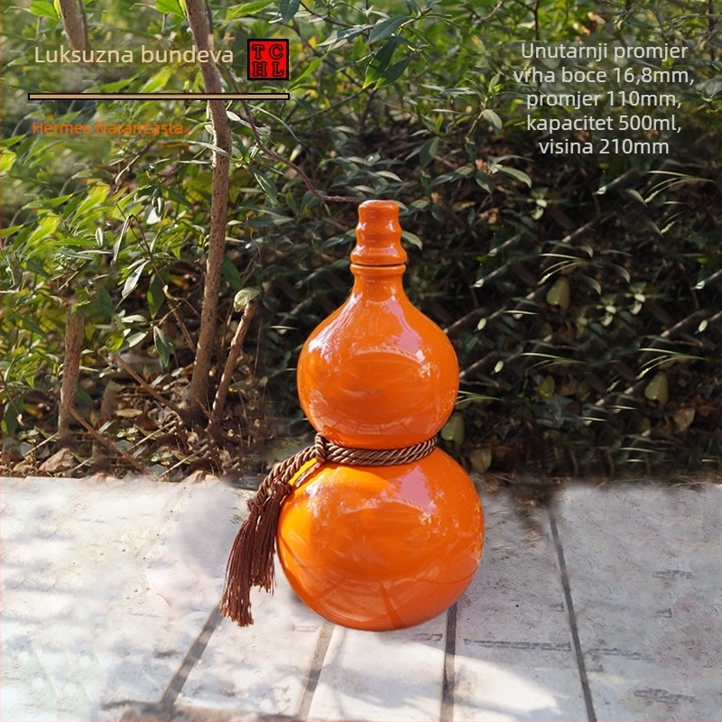 Keramička boca za vino u obliku tikve, za kućnu upotrebu, zatvoren čep, za vino, prazna boca