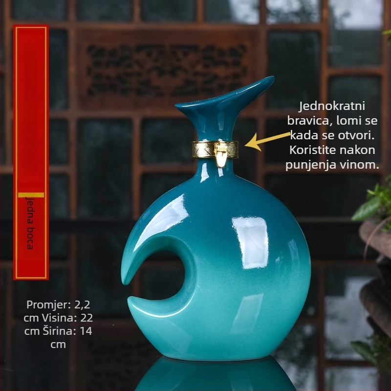 Keramička boca za vino i staklena posuda, zatvoren set za vino, dekorativno kućno vino posuda, marka Yishan, Novi kineski stil, jednostavno pakiranje