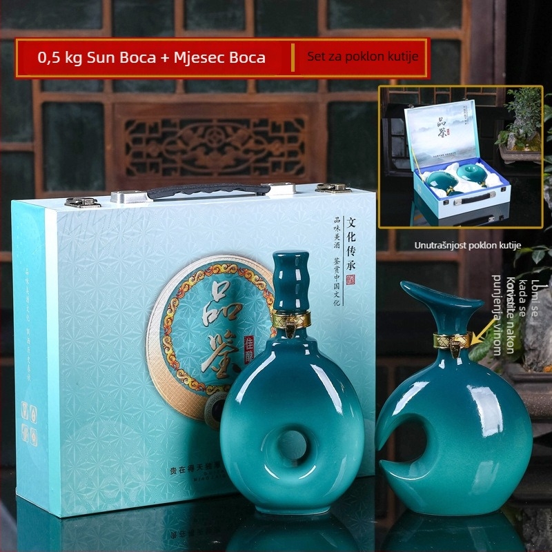 Keramička boca za vino i staklena posuda, zatvoren set za vino, dekorativno kućno vino posuda, marka Yishan, Novi kineski stil, jednostavno pakiranje