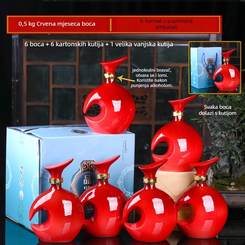 Keramička boca za vino i staklena posuda, zatvoren set za vino, dekorativno kućno vino posuda, marka Yishan, Novi kineski stil, jednostavno pakiranje