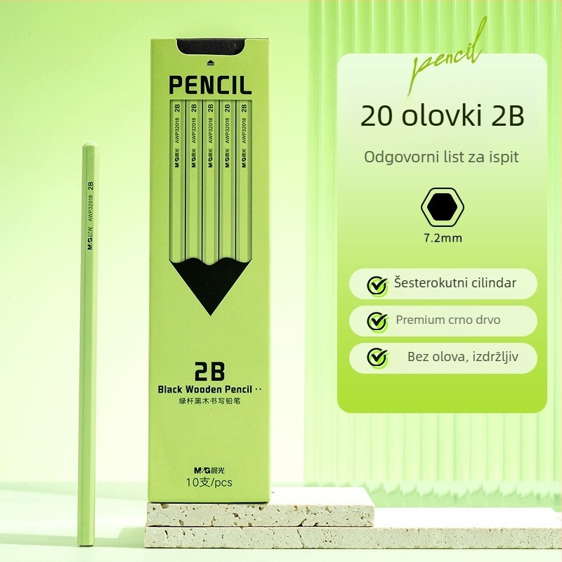 Olovka s plastičnim kućištem, domaća marka, HB/2B, za osnovnu školu i vrtić
