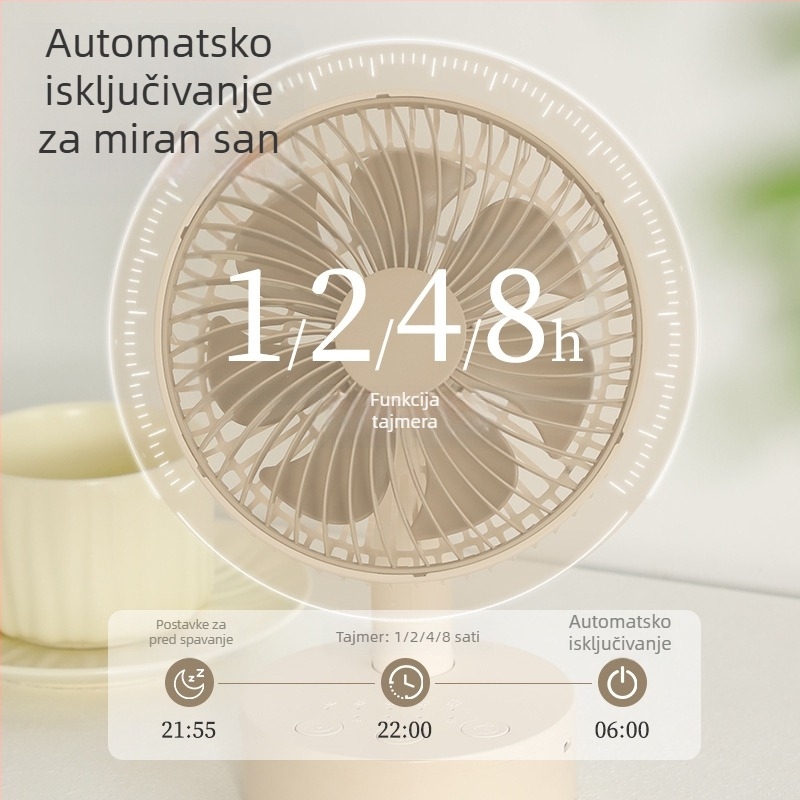 USB stolni ventilator s 4 brzine, bezkartični motor, ugrađena baterija 1200-2000mAh, niski šum ispod 36 dB, pogodan za 5–30 m²